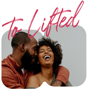 Joyful couple laughing together.