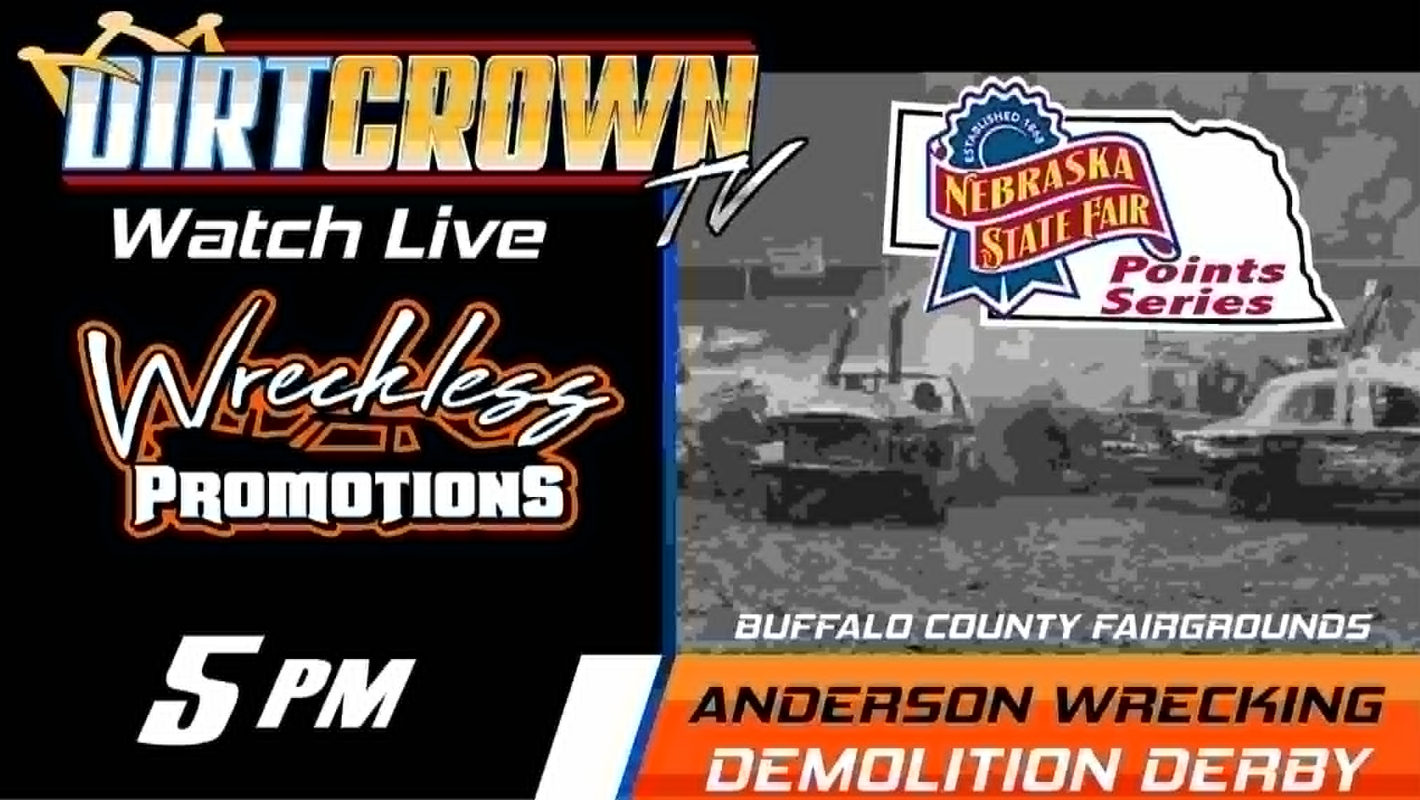 Live: 7/26/2026 Wreckless Promotions Buffalo County Demolition Derby from Kearney Nebraska