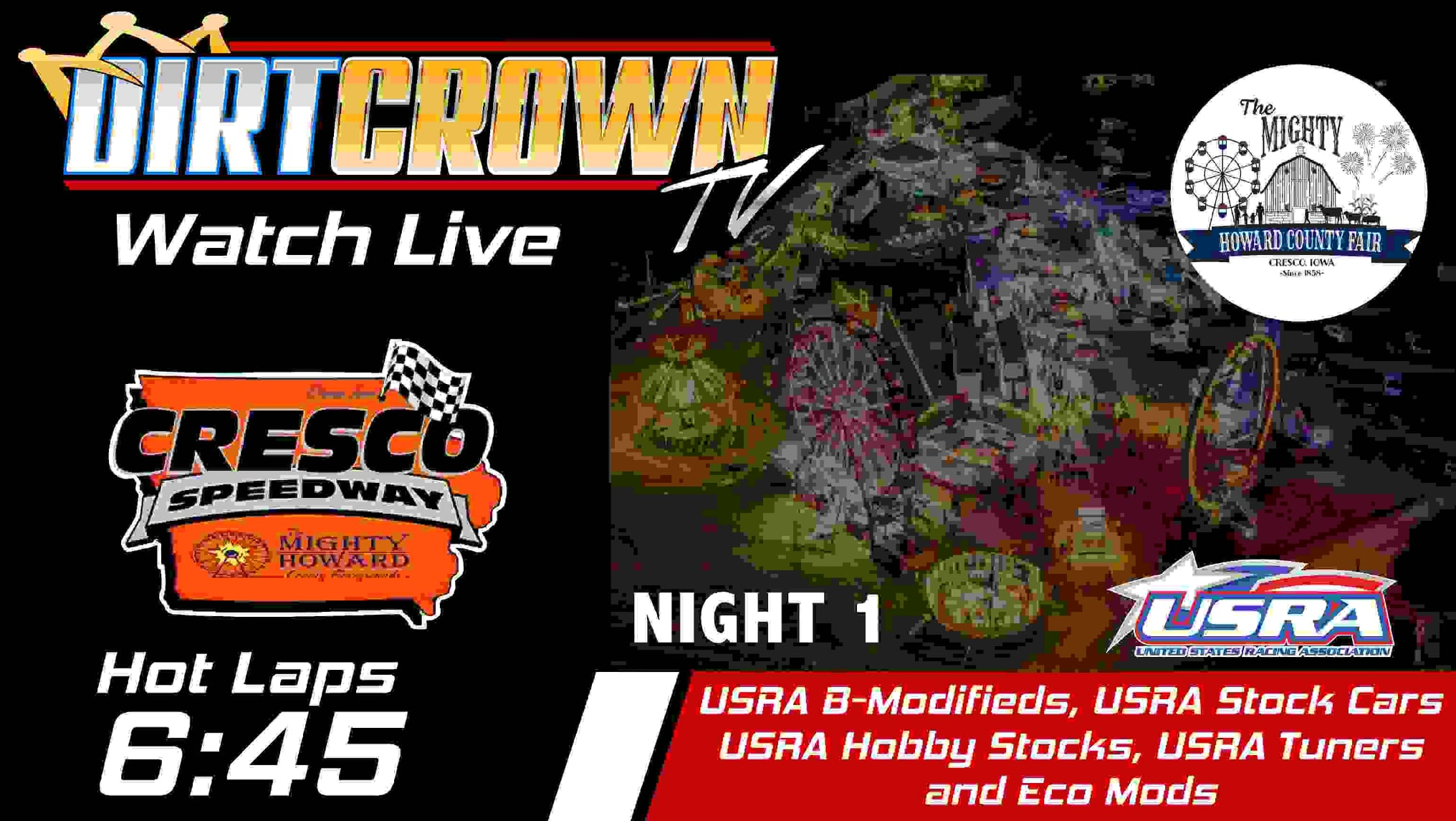 Live: 6/24/26 Mighty Howard County Fair Night 1 from Cresco Speedway