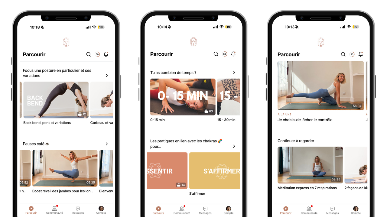 Application mobile Anne-Julie Yoga : pratiquer où et quand on veut