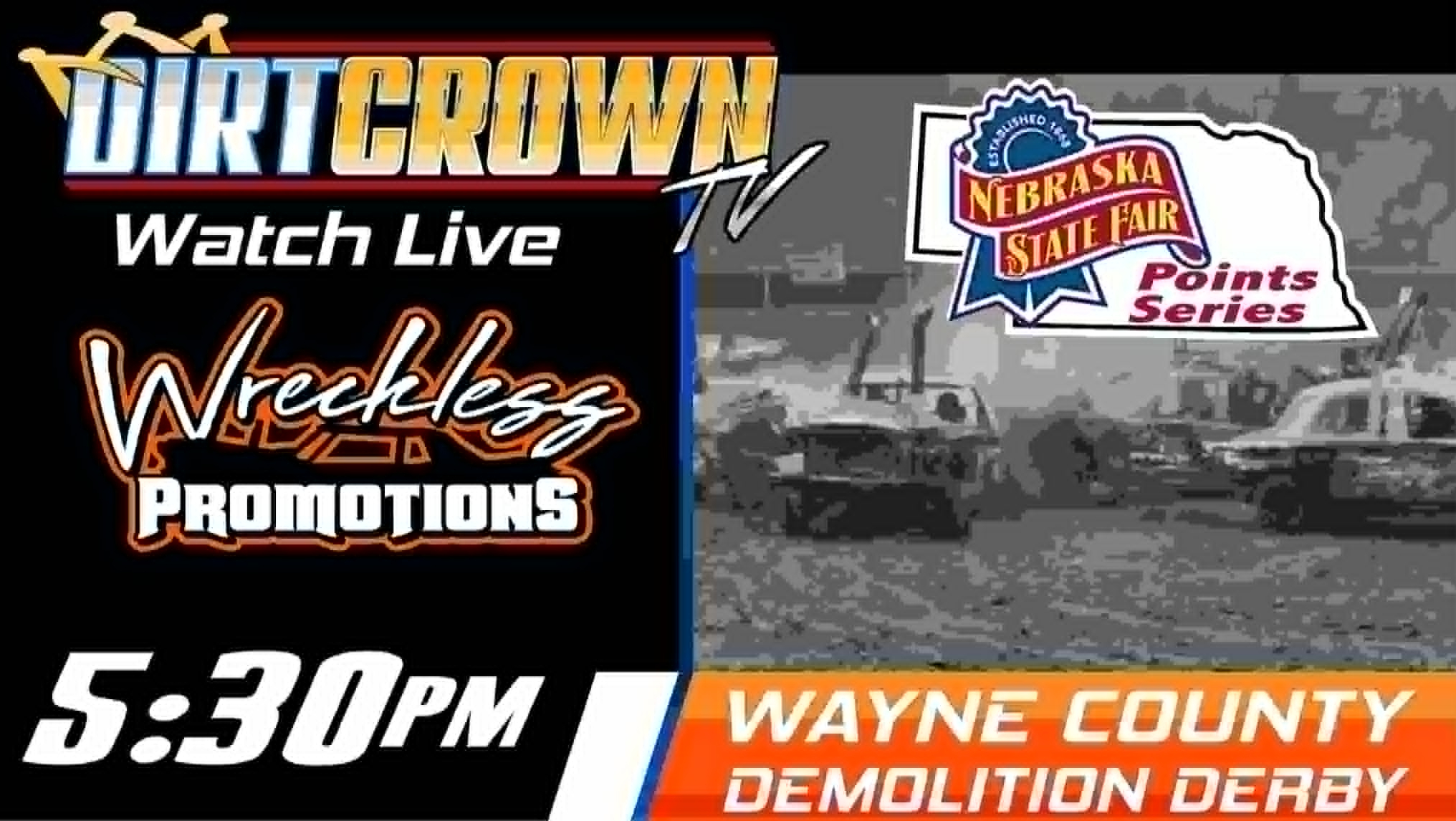 Live: 7/26/2026 Wreckless Promotions Wayne County Demolition Derby from Wayne Nebraska